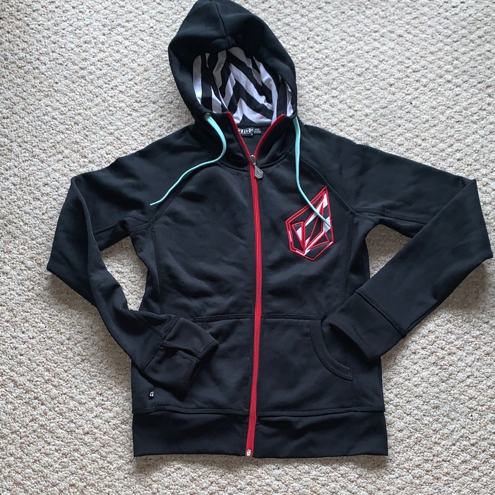 Volcom Hydro Zip Bold black zip mid layer mint red ski snowboard jacket hoodie